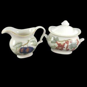 Charter Club Summer‎ Grove Creamer Lidded Sugar Bowl Set Plum Currant Pear